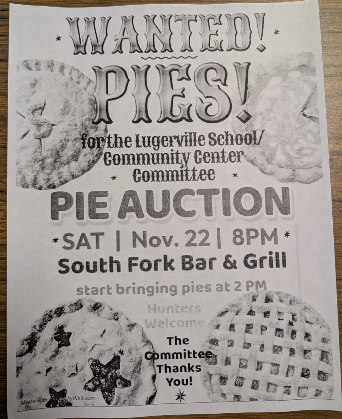 Lugerville School Pie Auction Fundraiser