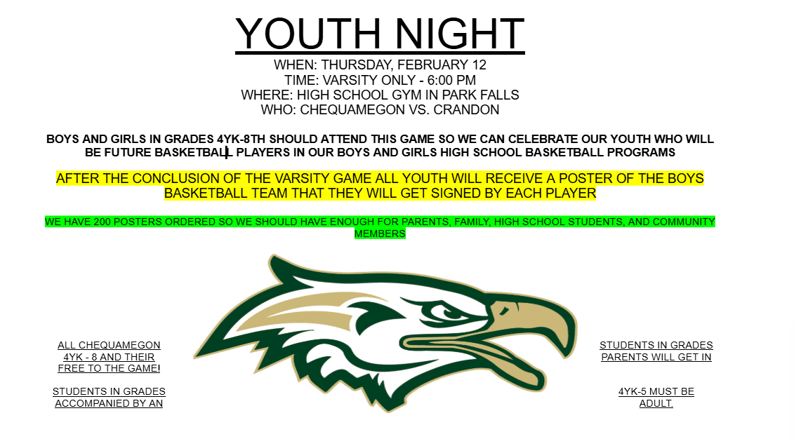 Chequamegon Basketball Youth Night