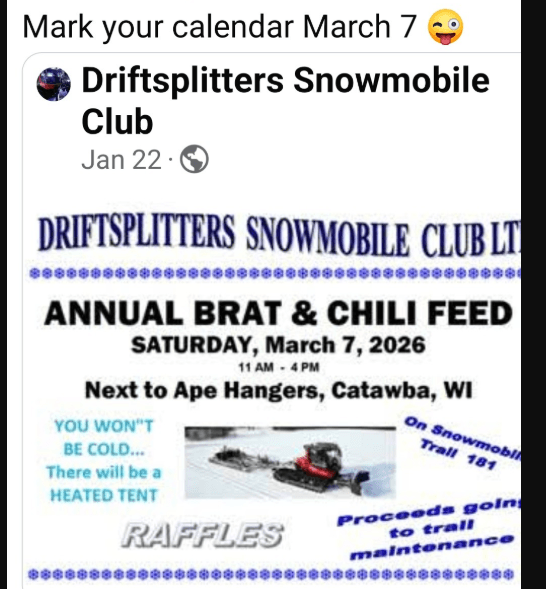 DriftSplitters Annual Brat and Chili Feed
