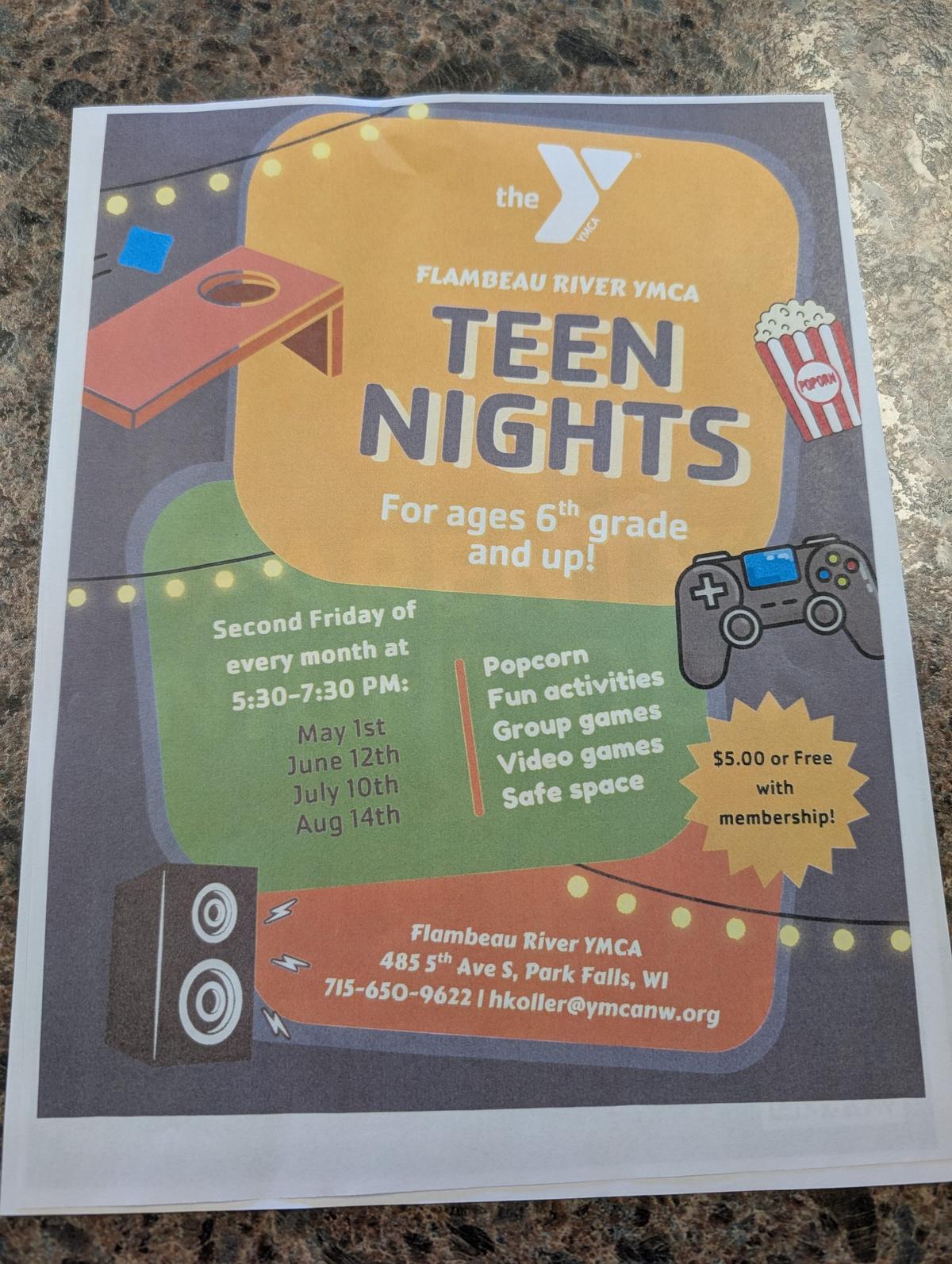Teen Nights at the Flambeau River YMCA